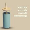 Glass Sipper Bottle with Bamboo Lid and Straw
