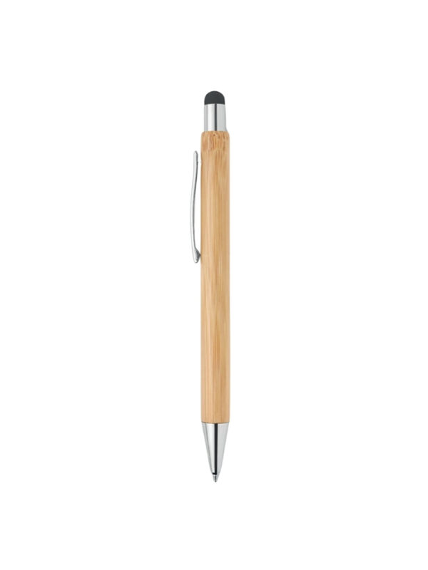 Eco-Friendly Bamboo Pens With Stylus And Chromed Finish Button, Tip, Clip