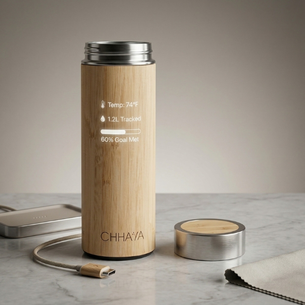 bottle Bamboo Water Bottle with Leak-Proof Lid – Stainless Steel, BPA-Free & Reusable