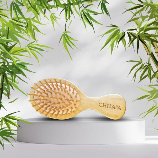 Eco-Friendly Bamboo Mini Hairbrush with Natural Bristles