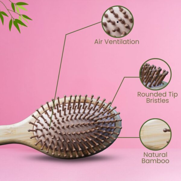 Oval Bamboo Hair Brush – Natural Wooden Detangler for All Hair Types