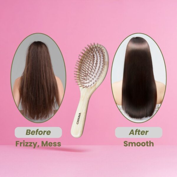 Oval Bamboo Hair Brush – Natural Wooden Detangler for All Hair Types
