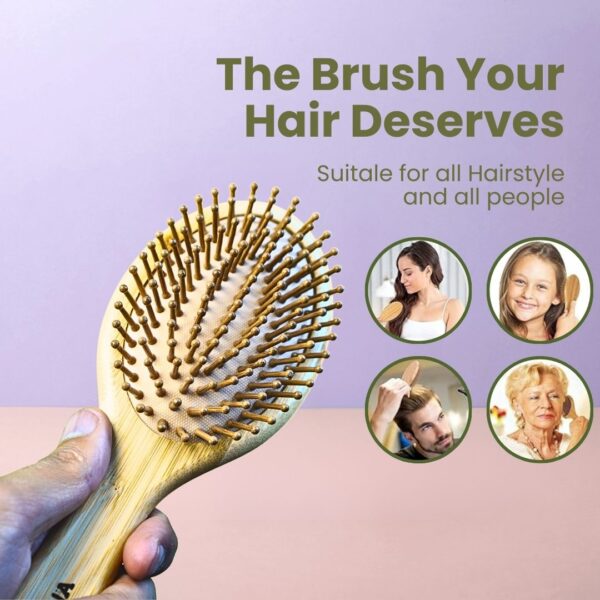 Oval Bamboo Hair Brush – Natural Wooden Detangler for All Hair Types